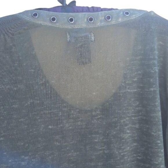 Vtg Top Renaissance‎ Peasant Army Green Sheer Space Dye Grommet Lace Up Sz S - Picture 6 of 7